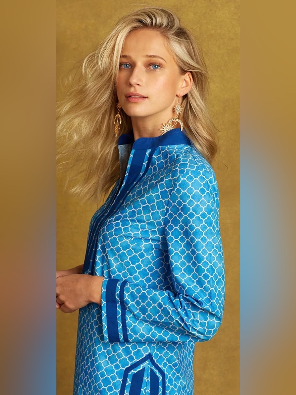 CAPRI TUNIC IN BLUE ALHAMBRA PRINT Large EUC